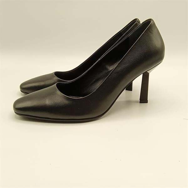 Beatriz Siyah Deri Üçgen Topuklu Kadın Ayakkabı - 4