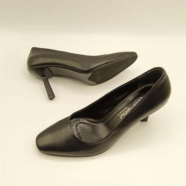 Beatriz Siyah Deri Üçgen Topuklu Kadın Ayakkabı - 5