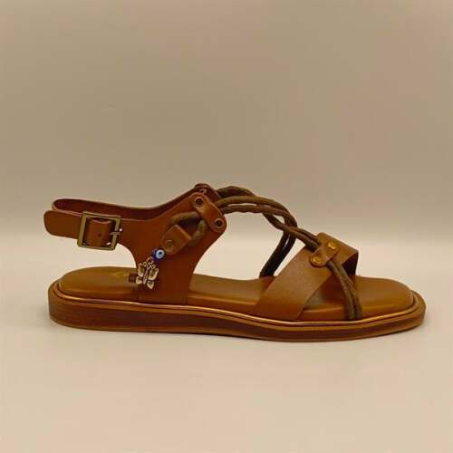 Belen Kahverengi Deri Düz Kadın  Sandalet