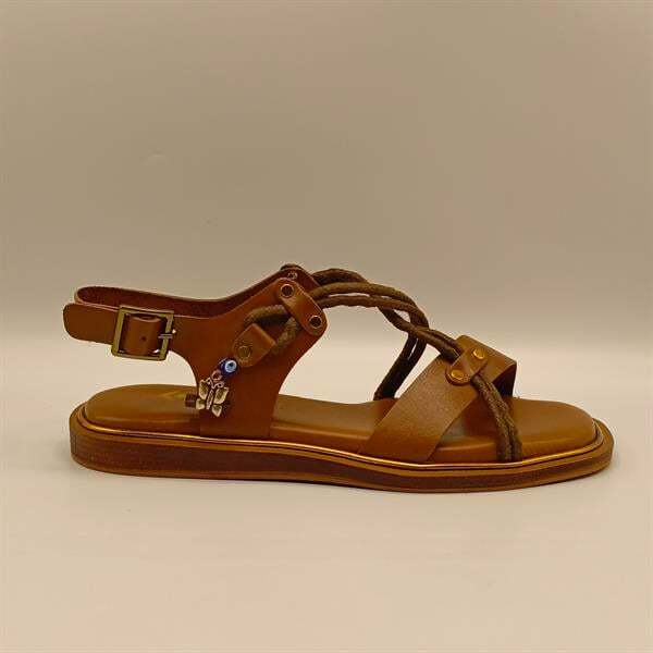 Belen Kahverengi Deri Düz Kadın  Sandalet - 1