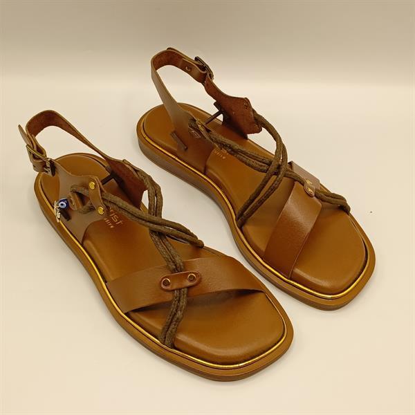 Belen Kahverengi Deri Düz Kadın  Sandalet - 2