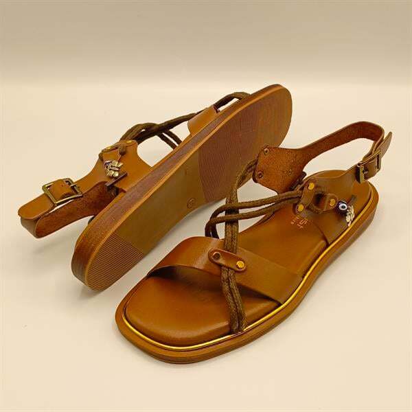 Belen Kahverengi Deri Düz Kadın  Sandalet - 5