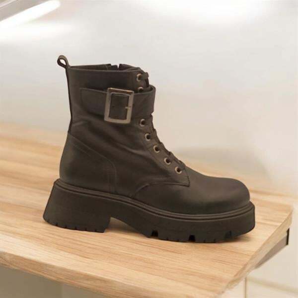 Belfast Siyah Deri Kadın Postal - 2