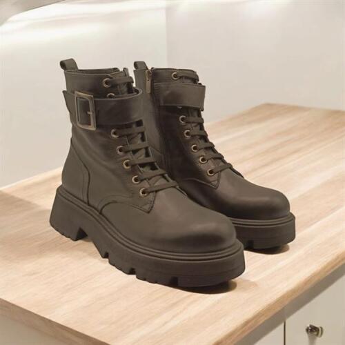 Belfast Siyah Deri Kadın Postal - 4