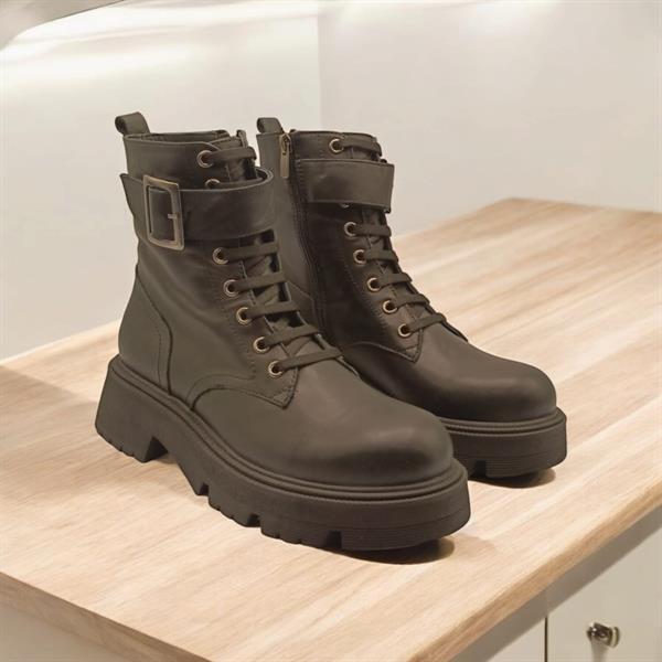 Belfast Siyah Deri Kadın Postal - 4