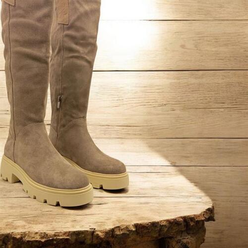 Belicia Kalın Taban Vizon Süet Kadın Çizme - 5