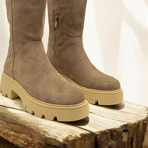 Belicia Kalın Taban Vizon Süet Kadın Çizme - 7