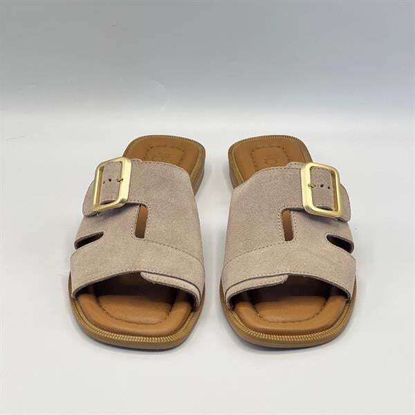 Bellini Bej Süet Tokalı Gerçek Deri Kadın Terlik - 3