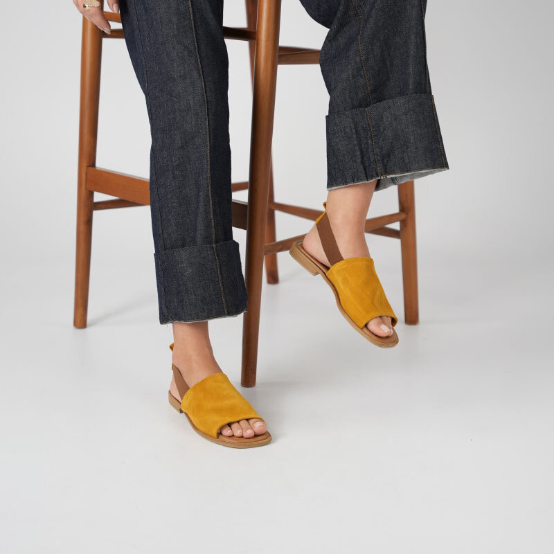 Bellini Hardal Süet Deri Kadın Sandalet | Rahat ve Şık Tasarım - 2