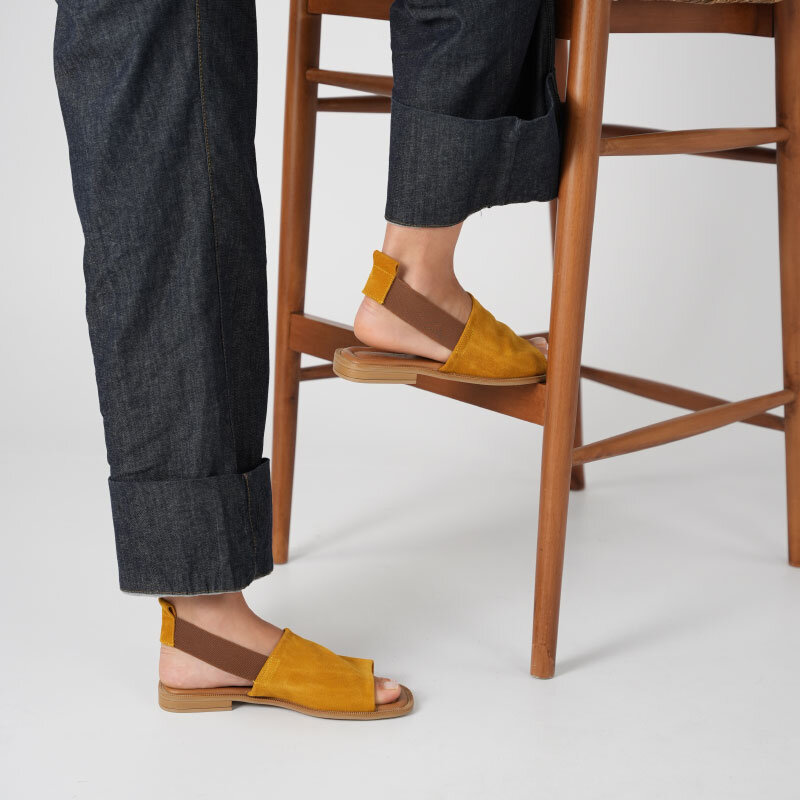 Bellini Hardal Süet Deri Kadın Sandalet | Rahat ve Şık Tasarım