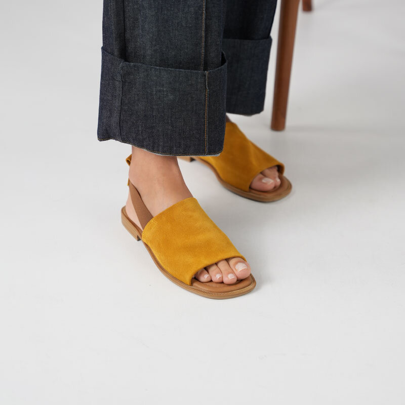 Bellini Hardal Süet Deri Kadın Sandalet | Rahat ve Şık Tasarım - 3