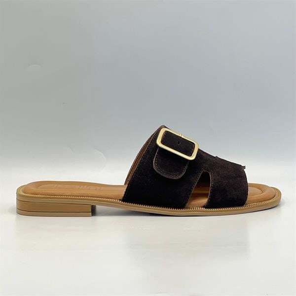 Bellini Kahve Süet Tokalı Gerçek Deri Kadın Terlik - 1