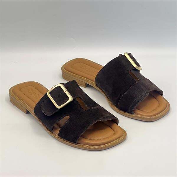 Bellini Kahve Süet Tokalı Gerçek Deri Kadın Terlik - 2