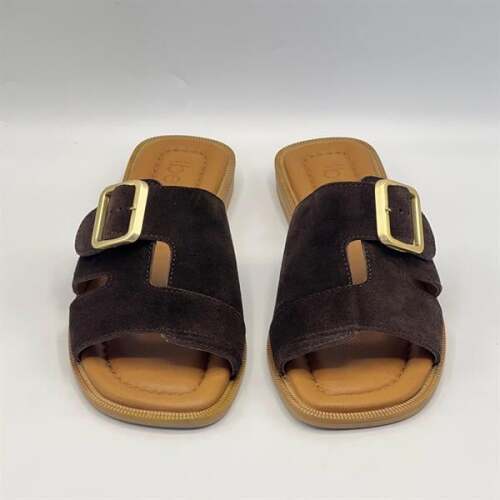 Bellini Kahve Süet Tokalı Gerçek Deri Kadın Terlik - 3