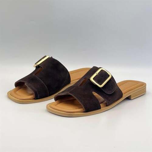 Bellini Kahve Süet Tokalı Gerçek Deri Kadın Terlik - 4