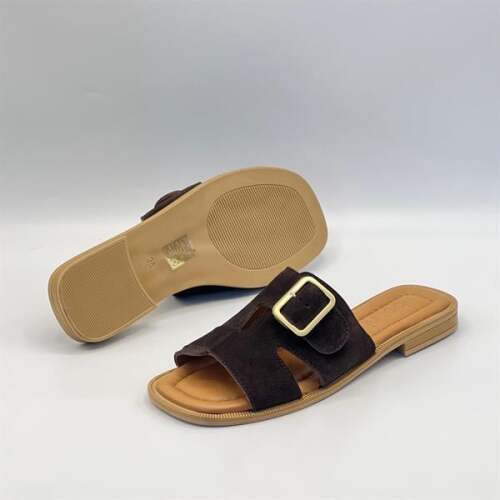 Bellini Kahve Süet Tokalı Gerçek Deri Kadın Terlik - 5