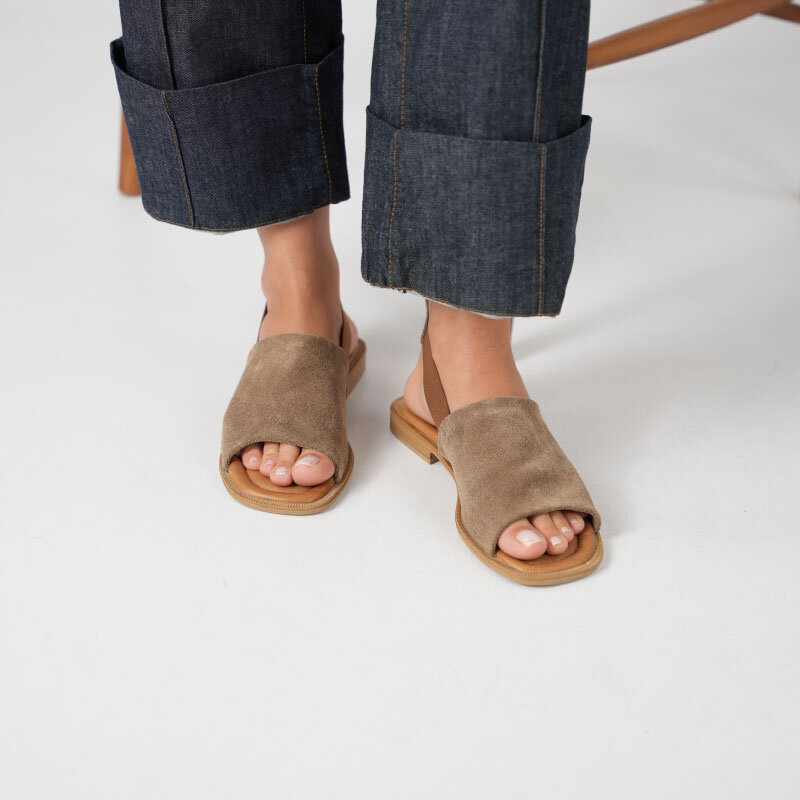 Bellini Kahverengi Gerçek Süet Deri Kadın Sandalet – Termo Tabanlı, El Yapımı - 3