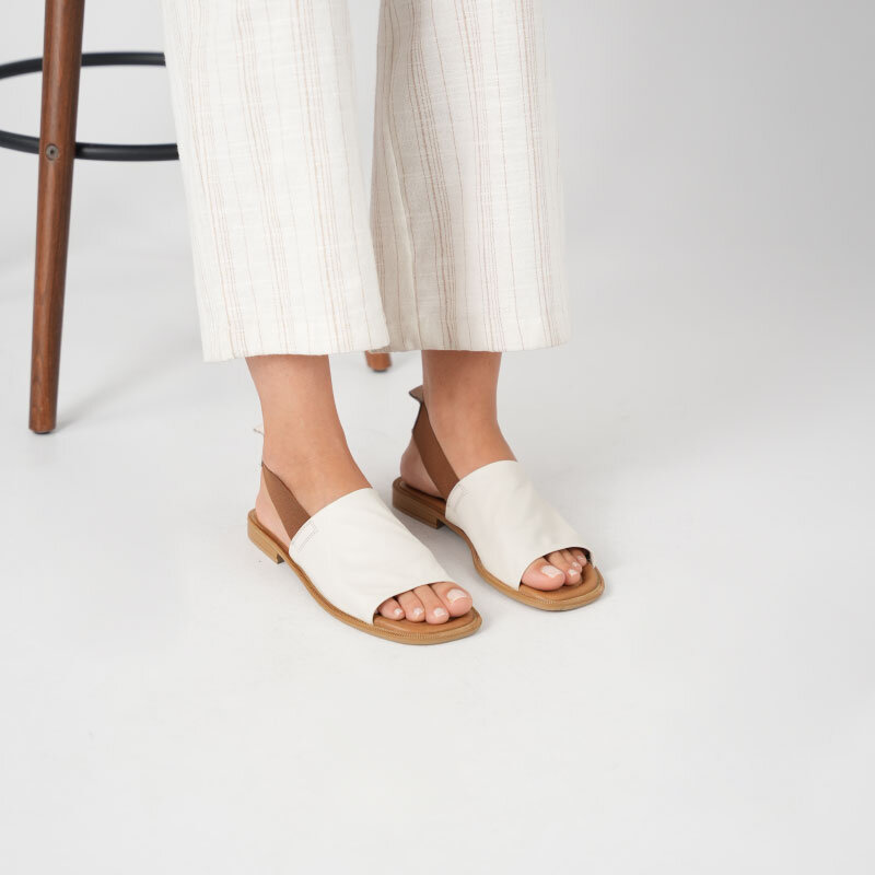 Bellini Krem Deri Kadın Sandalet | Zarif & Şık Yaz Stili - 1