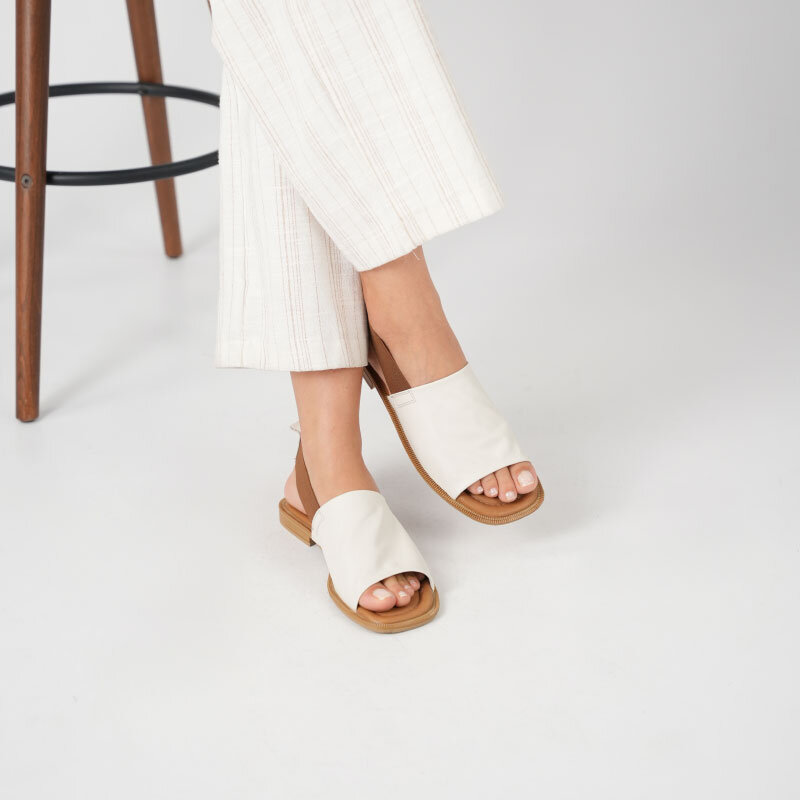 Bellini Krem Deri Kadın Sandalet | Zarif & Şık Yaz Stili - 3