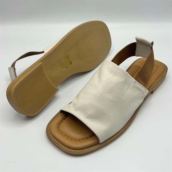 Bellini Krem Deri Kadın Sandalet | Zarif & Şık Yaz Stili - 5