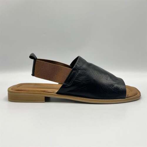 Bellini Siyah Deri Kadın Sandalet | Klasik Tarzda Yaz Konforu