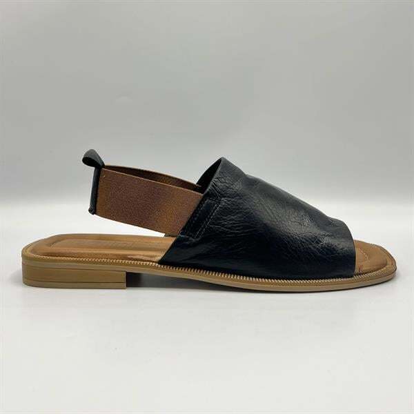 Bellini Siyah Deri Kadın Sandalet | Klasik Tarzda Yaz Konforu - 1