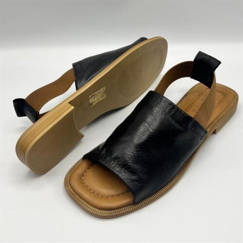 Bellini Siyah Deri Kadın Sandalet | Klasik Tarzda Yaz Konforu - 5