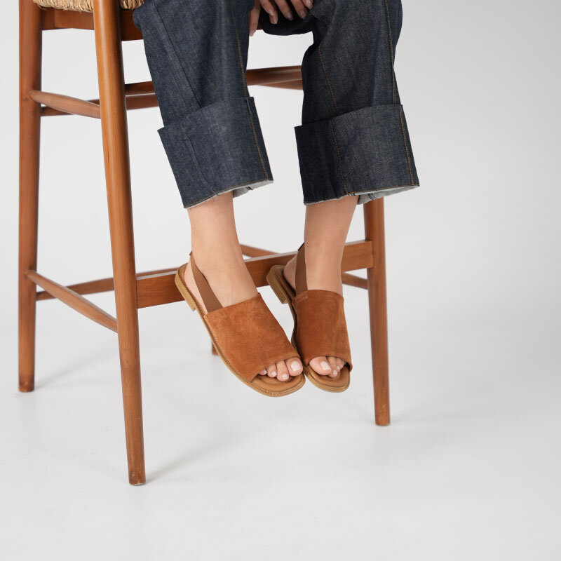 Bellini Taba Süet Deri Kadın Sandalet | Doğal Şıklık & Konfor