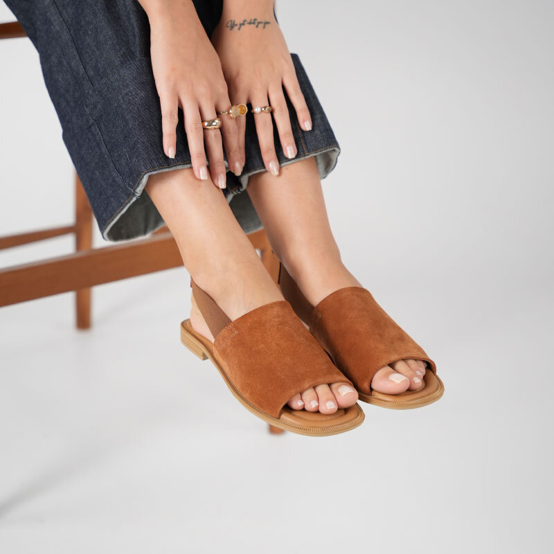 Bellini Taba Süet Deri Kadın Sandalet | Doğal Şıklık & Konfor - 3