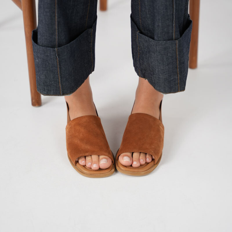 Bellini Taba Süet Deri Kadın Sandalet | Doğal Şıklık & Konfor - 2