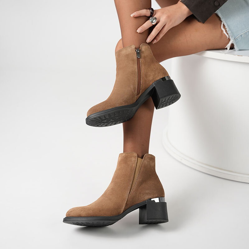 Berta Hardal Süet Kadın Bot – 6 cm Topuk – Termolight Taban - 4