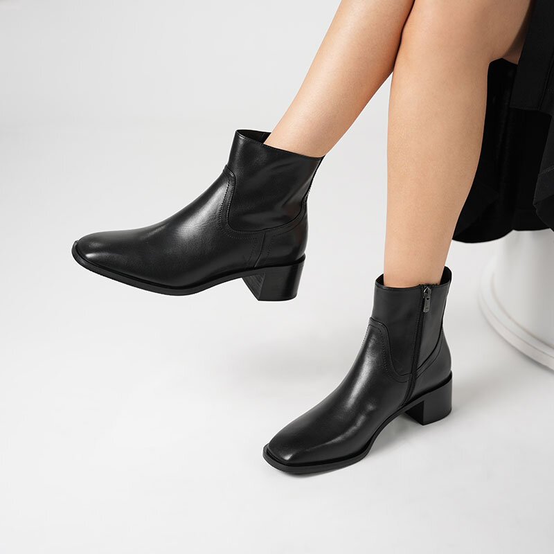 Blanca Siyah Deri Kadın Bot –TPU Kaymaz Taban– 17 cm Bot Boyu – Fermuarlı – Deri İç & Dış Materyal - 3