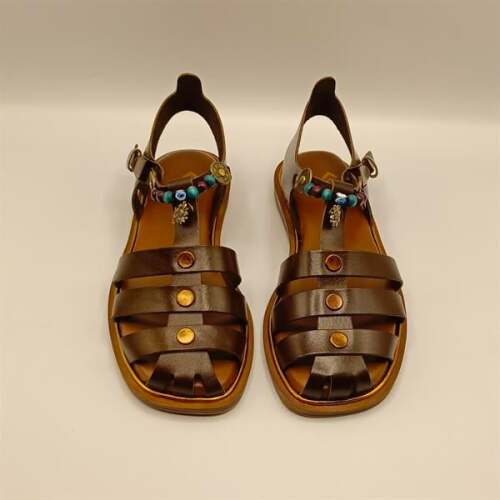 Cali Kahverengi Deri Düz Kadın Sandalet - 3