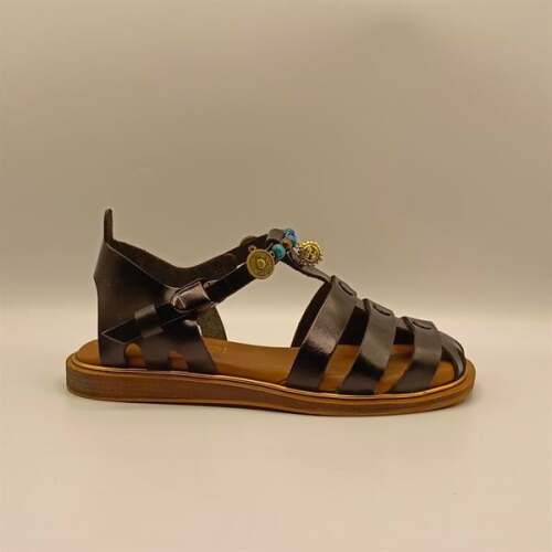 Cali Siyah Deri Düz Kadın Sandalet