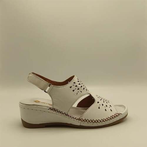 Calina Beyaz Hakiki Deri El Yapımı Kadın Sandalet – Konforlu Yaz Modeli