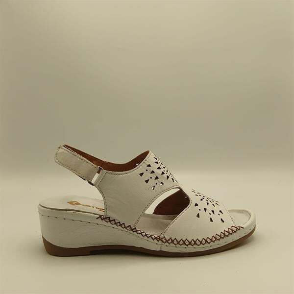 Calina Beyaz Hakiki Deri El Yapımı Kadın Sandalet – Konforlu Yaz Modeli - 1