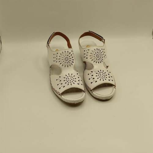 Calina Beyaz Hakiki Deri El Yapımı Kadın Sandalet – Konforlu Yaz Modeli - 3