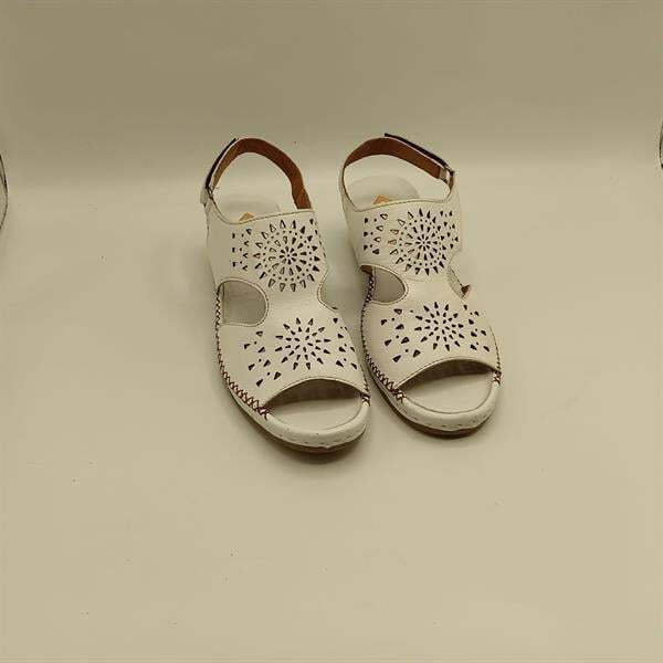 Calina Beyaz Hakiki Deri El Yapımı Kadın Sandalet – Konforlu Yaz Modeli - 3
