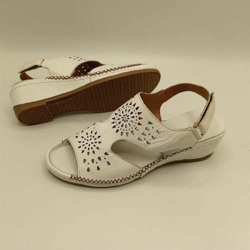 Calina Beyaz Hakiki Deri El Yapımı Kadın Sandalet – Konforlu Yaz Modeli - 5