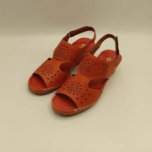 Calina Kırmızı Hakiki Deri El Yapımı Kadın Sandalet – Cesur & Rahat Stil - 4