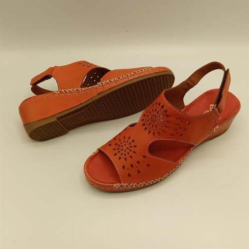 Calina Kırmızı Hakiki Deri El Yapımı Kadın Sandalet – Cesur & Rahat Stil - 5