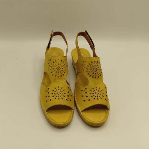 Calina Sarı Hakiki Deri El Yapımı Kadın Sandalet – Renkli Yaz Stili - 3