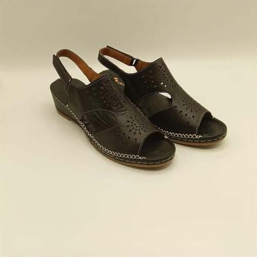 Calina Siyah Hakiki Deri El Yapımı Kadın Sandalet – Yumuşak Tabanlı - 2