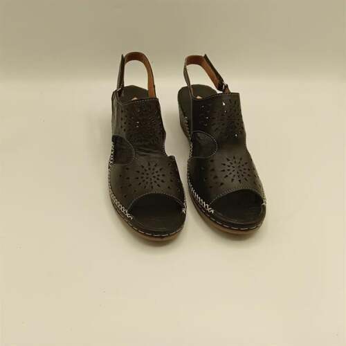 Calina Siyah Hakiki Deri El Yapımı Kadın Sandalet – Yumuşak Tabanlı - 3