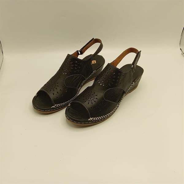 Calina Siyah Hakiki Deri El Yapımı Kadın Sandalet – Yumuşak Tabanlı - 4