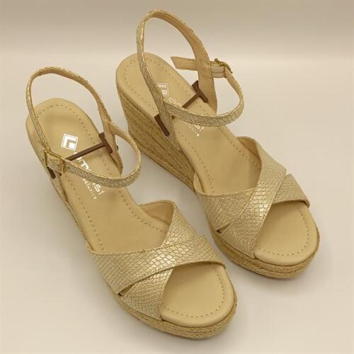 Camelia Gold Deri Dolgu Topuk Sandalet - 2