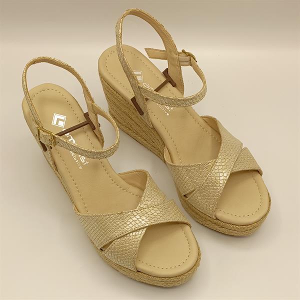 Camelia Gold Deri Dolgu Topuk Sandalet - 2