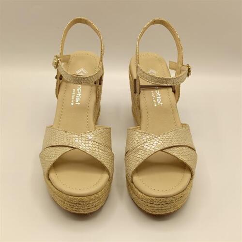 Camelia Gold Deri Dolgu Topuk Sandalet - 3