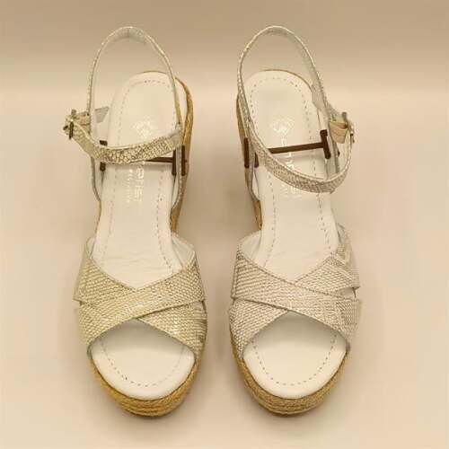 Camelia Gümüş Deri Dolgu Topuk Sandalet - 3