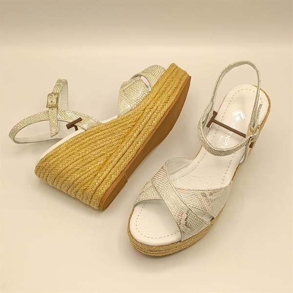 Camelia Gümüş Deri Dolgu Topuk Sandalet - 5